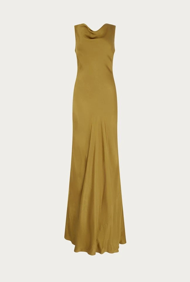 Ada Satin Maxi Dress Olive 5 Ada Satin Maxi Dress Olive - Image 5