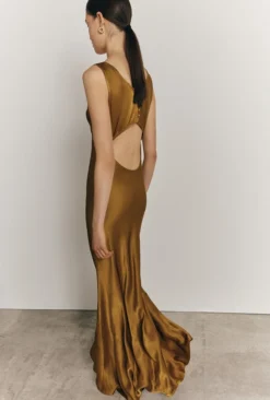 Ada Satin Maxi Dress Olive 9 Ada Satin Maxi Dress Olive -KILA Clothing Shop D05G075 J17 27086 650px 964px