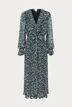 Su Georgette Midi Dress Black Heart Print -KILA Clothing Shop D06G001 Z10 26478 650px 964px