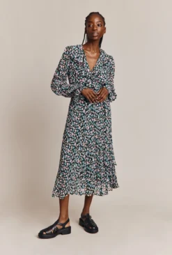 Su Georgette Midi Dress Black Heart Print -KILA Clothing Shop D06G001 Z10 26985 650px 964px