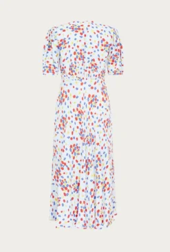 Lucy Satin Midi Dress Blue Umbrella Flowers -KILA Clothing Shop D06G003 Z30 27331 650px 964px