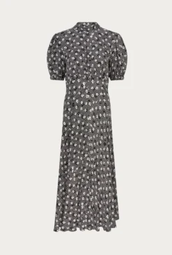 Luella Crepe Midi Dress Black Shadow Daisy -KILA Clothing Shop D06G010A Z35 26607 650px 964px