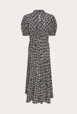Luella Crepe Midi Dress Black Shadow Daisy -KILA Clothing Shop D06G010A Z35 26608 650px 964px