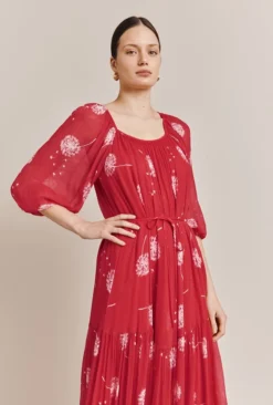 Pandora Satin Midi Dress Red Dandelion