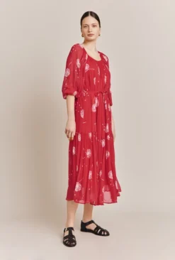 Pandora Satin Midi Dress Red Dandelion -KILA Clothing Shop D06G015A Z43 27306 650px 964px