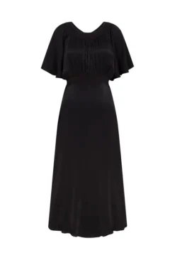 Flora Satin Midi Dress Black -KILA Clothing Shop D06G016 A01 28057 650px 964px