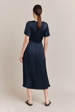 Morella Satin Midi Dress Navy -KILA Clothing Shop D06G020 K10 27242 650px 964px