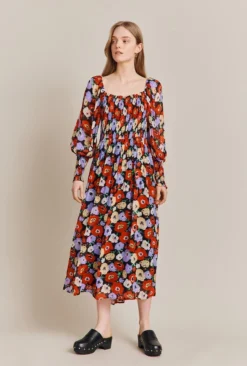 Kristie Crepe Midi Dress Poppy Floral Black 8 Kristie Crepe Midi Dress Poppy Floral Black -KILA Clothing Shop D06G022A Z25 27546 650px 964px