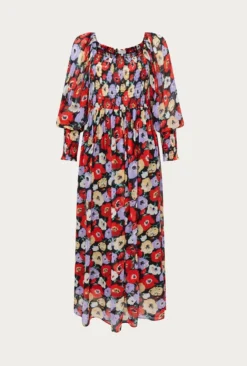 Kristie Crepe Midi Dress Poppy Floral Black 10 Kristie Crepe Midi Dress Poppy Floral Black -KILA Clothing Shop D06G022A Z25 27547 650px 964px