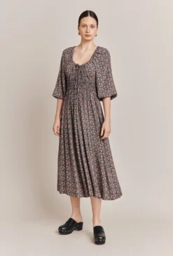 Larissa Crepe Midi Dress Black Mini Roses 8 Larissa Crepe Midi Dress Black Mini Roses -KILA Clothing Shop D06G026 Z48 27417 650px 964px