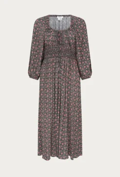 Larissa Crepe Midi Dress Black Mini Roses 10 Larissa Crepe Midi Dress Black Mini Roses -KILA Clothing Shop D06G026 Z48 27420 650px 964px