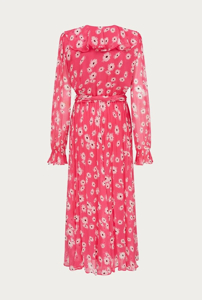 Su Georgette Midi Dress Pink Daisy 6 Su Georgette Midi Dress Pink Daisy - Image 6