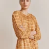 Poppy Gingham Knee Length Dress Orange Gingham