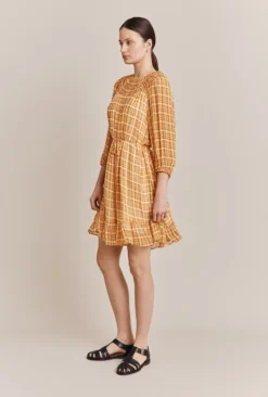 Poppy Gingham Knee Length Dress Orange Gingham 6 Poppy Gingham Knee Length Dress Orange Gingham -KILA Clothing Shop D06G035 Z98 27506 650px 964px