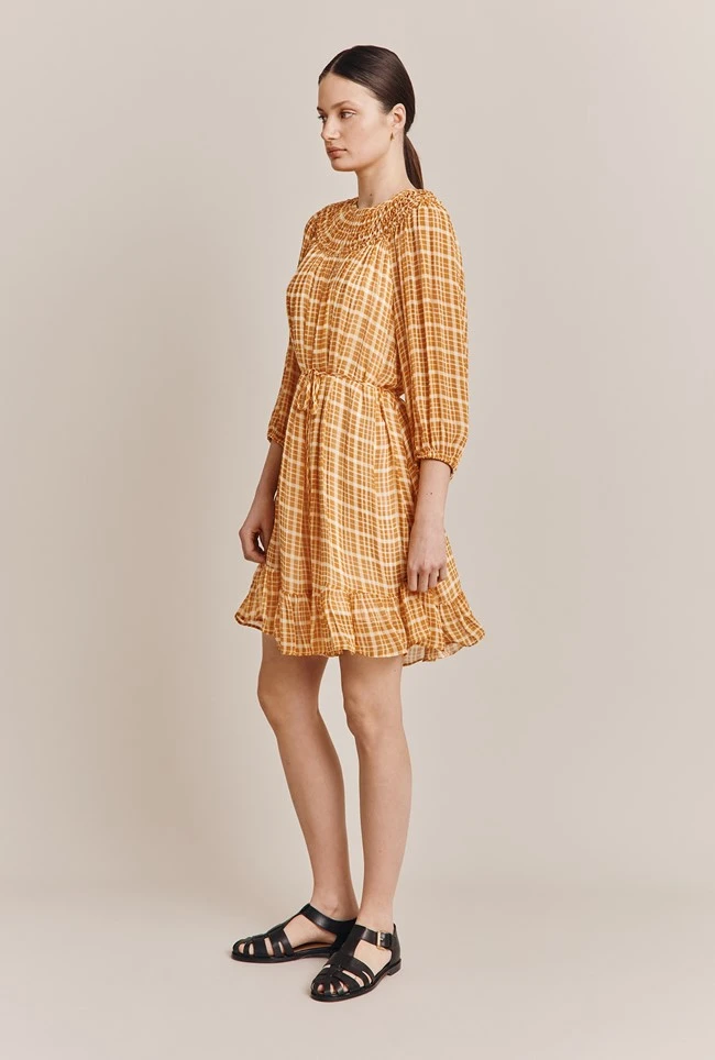 Poppy Gingham Knee Length Dress Orange Gingham 3 Poppy Gingham Knee Length Dress Orange Gingham - Image 3