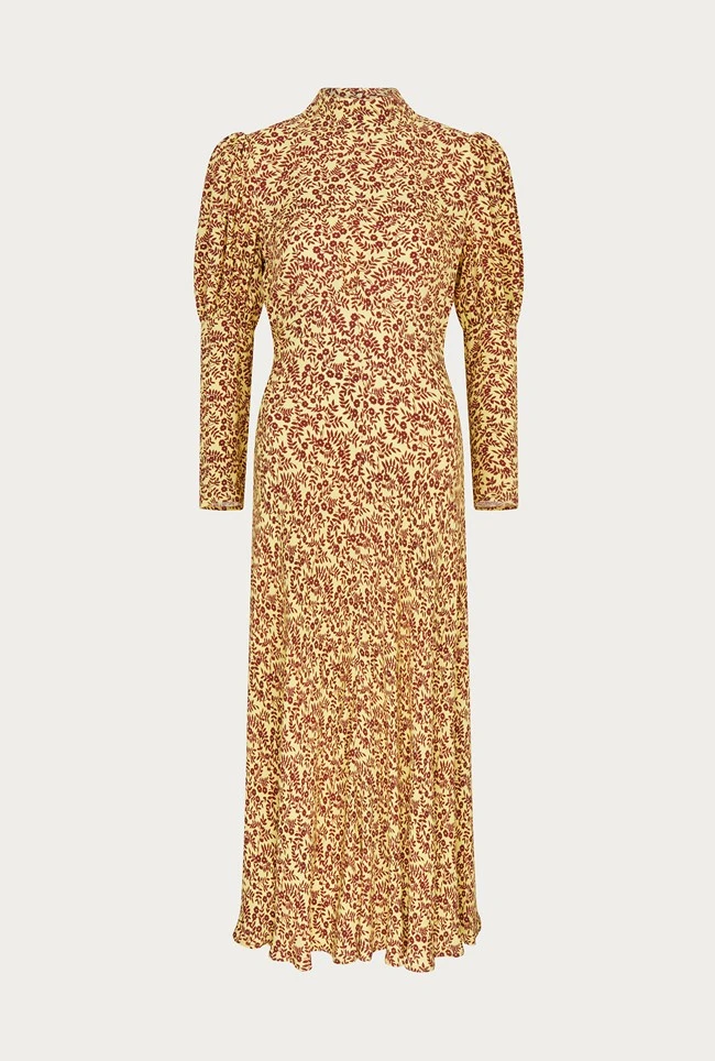 Lea Crepe Midi Dress Yellow Flowerpots 5 Lea Crepe Midi Dress Yellow Flowerpots - Image 5