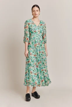 Margot Georgette Midi Dress Green Floral 8 Margot Georgette Midi Dress Green Floral -KILA Clothing Shop D06G040A Z49 27474 650px 964px