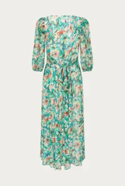 Margot Georgette Midi Dress Green Floral 11 Margot Georgette Midi Dress Green Floral -KILA Clothing Shop D06G040A Z49 27478 650px 964px