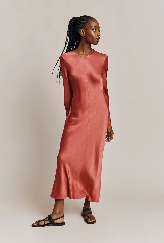 Mari Satin Midi Dress Burnt Sienna 5 Mari Satin Midi Dress Burnt Sienna - Image 5