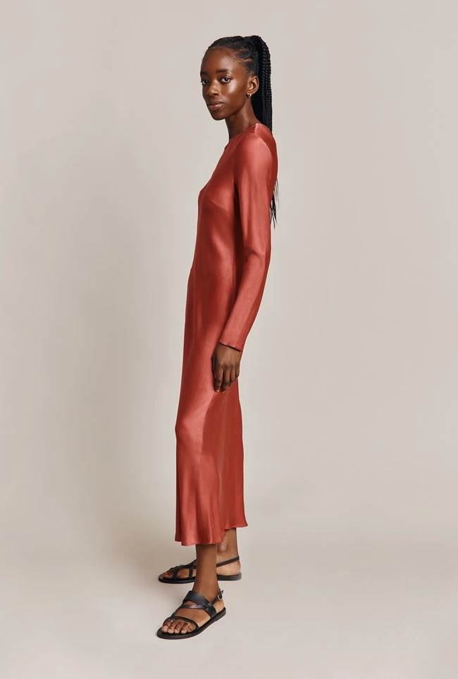 Mari Satin Midi Dress Burnt Sienna 6 Mari Satin Midi Dress Burnt Sienna - Image 6