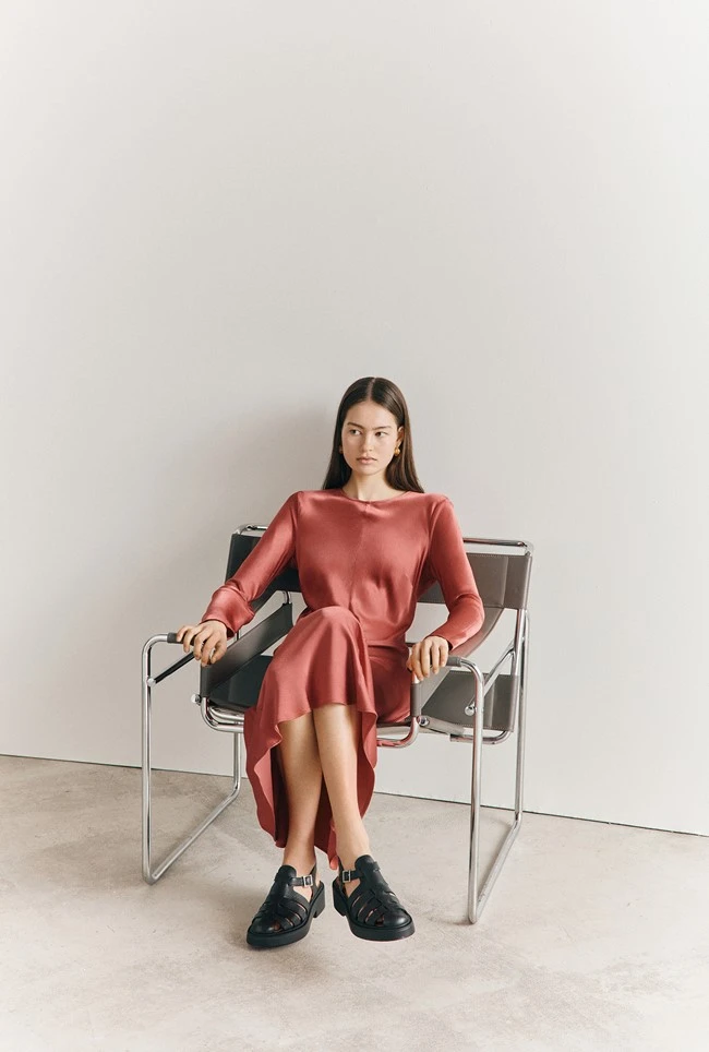 Mari Satin Midi Dress Burnt Sienna 4 Mari Satin Midi Dress Burnt Sienna - Image 4