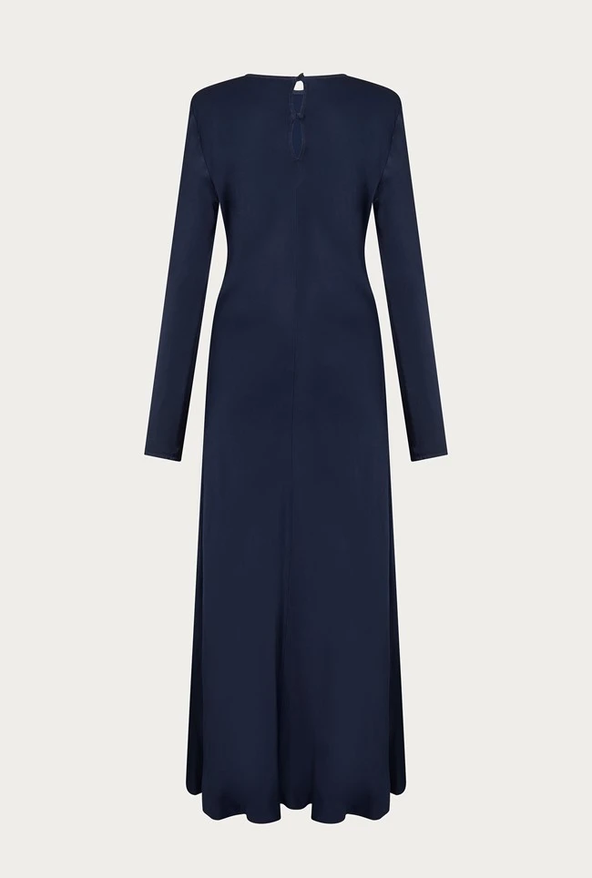 Mari Satin Midi Dress Navy 9 Mari Satin Midi Dress Navy - Image 9