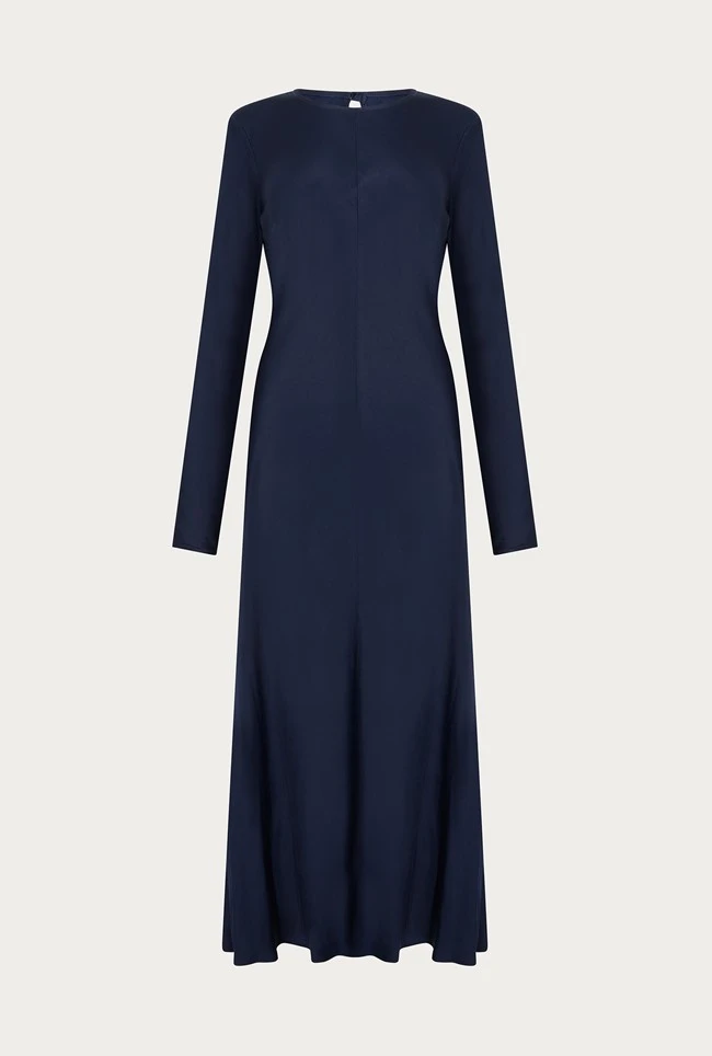 Mari Satin Midi Dress Navy 8 Mari Satin Midi Dress Navy - Image 8