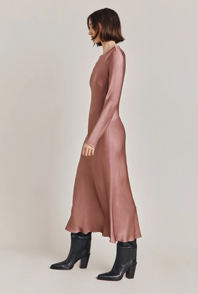 Mari Satin Midi Dress Midnight Mauve 2 Mari Satin Midi Dress Midnight Mauve - Image 2