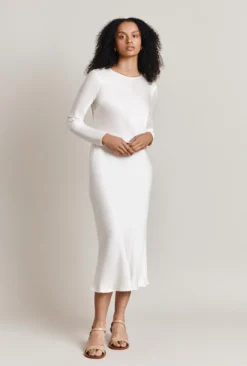 Mari Satin Midi Dress Ivory -KILA Clothing Shop D06G041 M12 27995 650px 964px