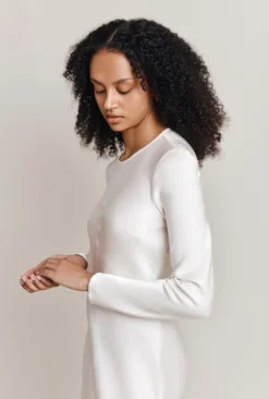 Mari Satin Midi Dress Ivory -KILA Clothing Shop D06G041 M12 27997 650px 964px