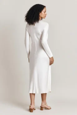 Mari Satin Midi Dress Ivory -KILA Clothing Shop D06G041 M12 27998 650px 964px