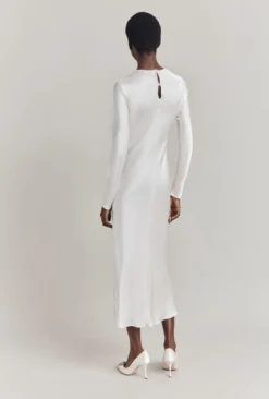 Mari Satin Midi Dress Ivory -KILA Clothing Shop D06G041 M12 29912 650px 964px