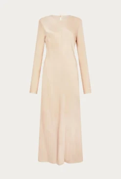 Mari Satin Midi Dress Stone -KILA Clothing Shop D06G041 N04 26830 650px 964px