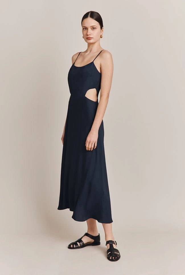 Lila Midi Dress Navy 2 Lila Midi Dress Navy - Image 2