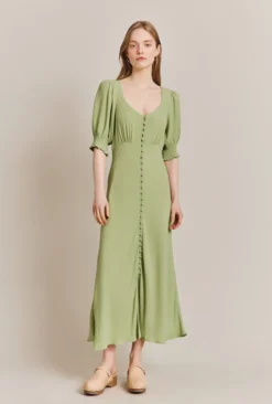 Coco Crepe Midi Dress Leaf Green