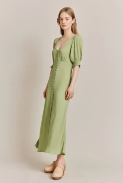 Coco Crepe Midi Dress Leaf Green -KILA Clothing Shop D06G043A J22 27567 650px 964px