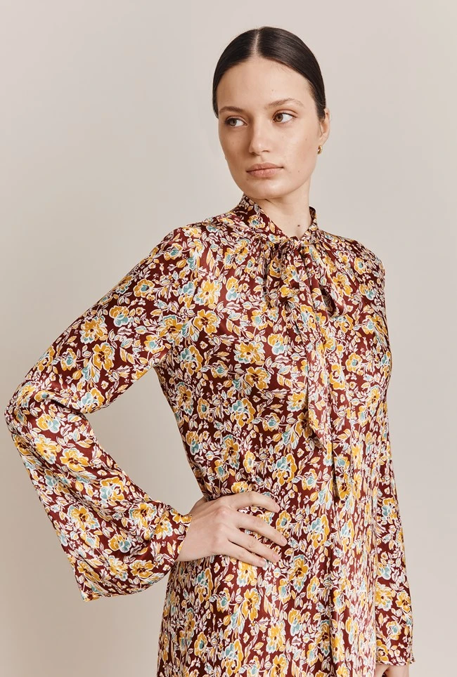Ayla Satin Midi Dress Sandy Floral 1 Ayla Satin Midi Dress Sandy Floral