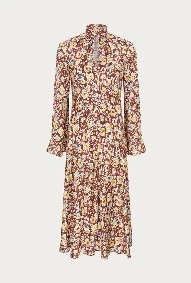 Ayla Satin Midi Dress Sandy Floral 6 Ayla Satin Midi Dress Sandy Floral - Image 6