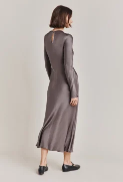 Freya Satin Midi Dress Grey -KILA Clothing Shop D06G048 B03 28775 650px 964px