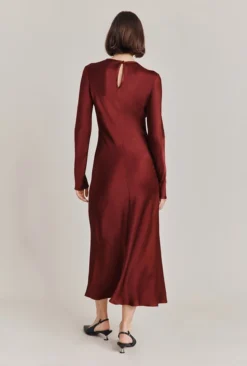 Freya Satin Midi Dress Port -KILA Clothing Shop D06G048 G30 28771 650px 964px