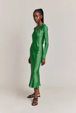 Freya Satin Midi Dress Grass