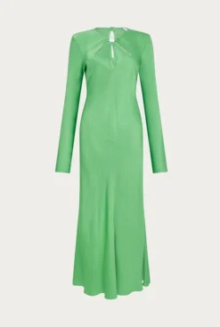 Freya Satin Midi Dress Grass -KILA Clothing Shop D06G048 J10 27041 650px 964px