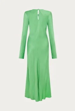 Freya Satin Midi Dress Grass -KILA Clothing Shop D06G048 J10 27042 650px 964px