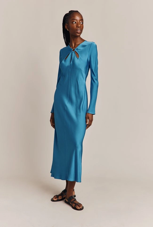 Freya Satin Midi Dress Blue 4 Freya Satin Midi Dress Blue - Image 4