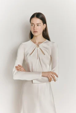 Freya Satin Midi Dress Ivory -KILA Clothing Shop D06G048 M12 27105 650px 964px
