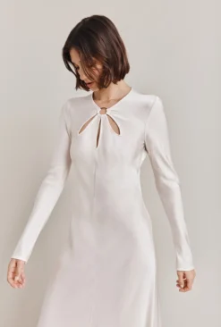 Freya Satin Midi Dress Ivory -KILA Clothing Shop D06G048 M12 28469 650px 964px