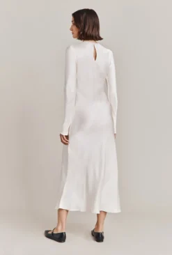 Freya Satin Midi Dress Ivory -KILA Clothing Shop D06G048 M12 28470 650px 964px