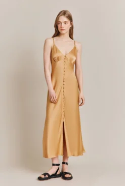 Jada Satin Midi Dress Honey -KILA Clothing Shop D06G052 N15 27628 650px 964px