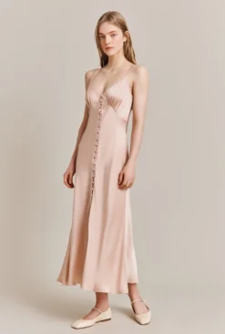 Jada Satin Midi Dress Oyster -KILA Clothing Shop D06G052 N29 27618 650px 964px