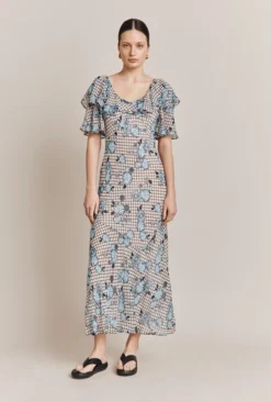 Birdie Crepe Midi Dress Blue Gingham 8 Birdie Crepe Midi Dress Blue Gingham -KILA Clothing Shop D06G053 Z99 27466 650px 964px